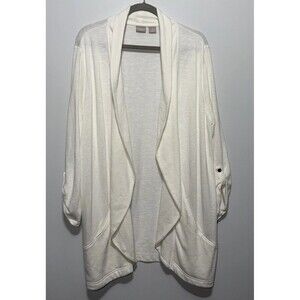 Chico's ZENERGY women’s Drape Cardigan Open Front Sweater Jacket Pockets SIZE 3